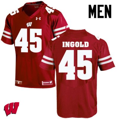 Men's Wisconsin Badgers NCAA #45 Alec Ingold Red Authentic Under Armour Stitched College Football Jersey QB31D25WF